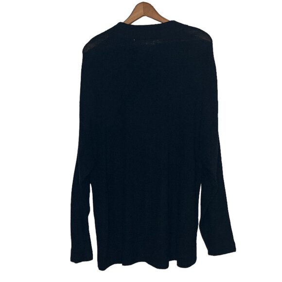 Free People Beach Small S Black Stretch Rib Knit Cotton Blend Mock Neck Sweater - Picture 3 of 5